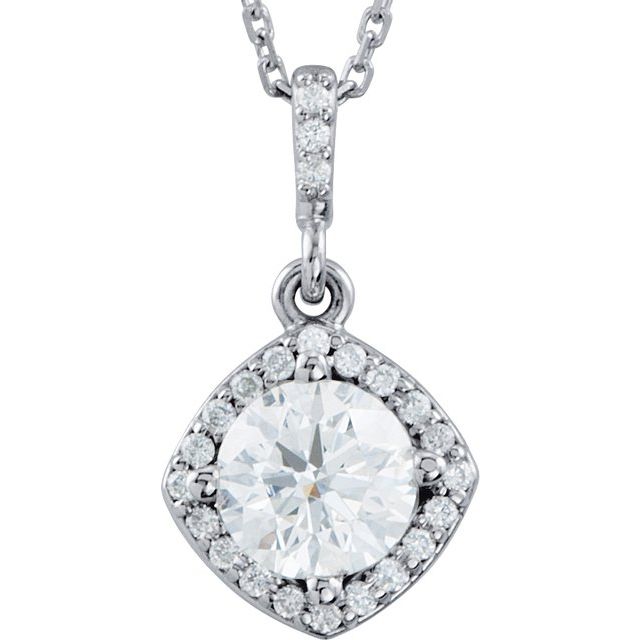 14K White 1/2 CTW Natural Diamond Halo-Style 18" Necklace