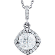 14K White 3/8 CTW Natural Diamond Halo-Style 18" Necklace