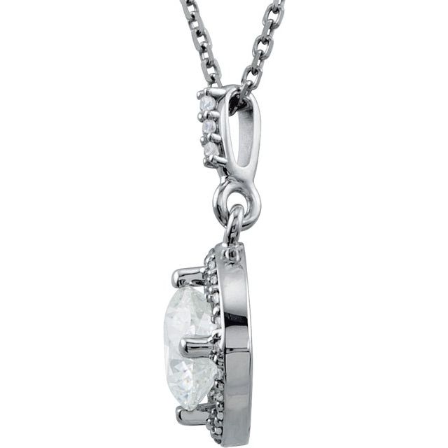 14K White 1 CTW Natural Diamond Halo-Style 18" Necklace