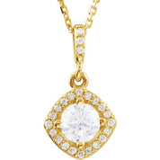 14K Yellow 5/8 CTW Natural Diamond Halo-Style 18" Necklace