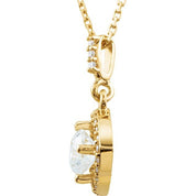 14K Yellow 5/8 CTW Natural Diamond Halo-Style 18" Necklace