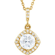 14K Yellow 7/8 CTW Natural Diamond Halo-Style 18" Necklace