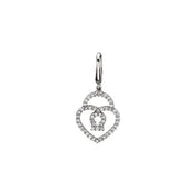 14K White 1/4 Natural Diamond Heart Padlock Charm