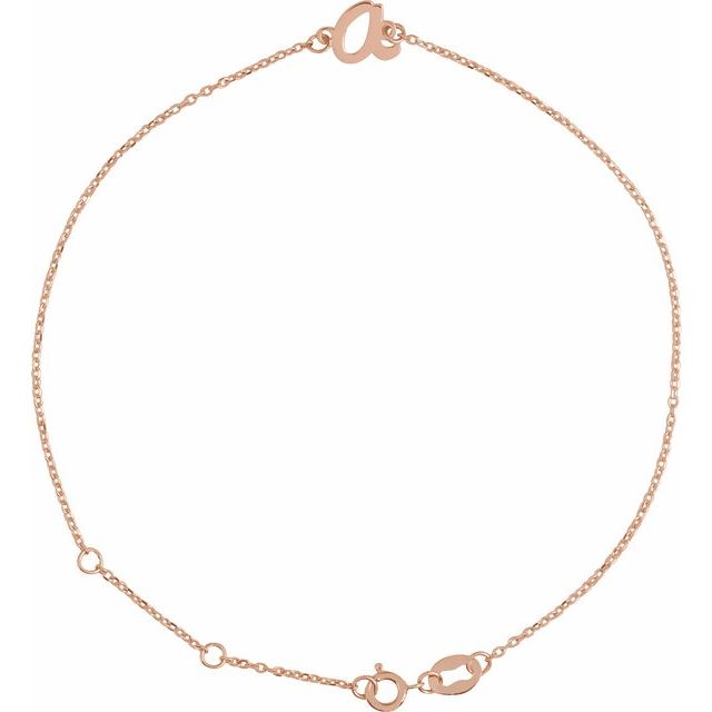 14K Rose Initial A 6 1/2-7 1/2" Bracelet