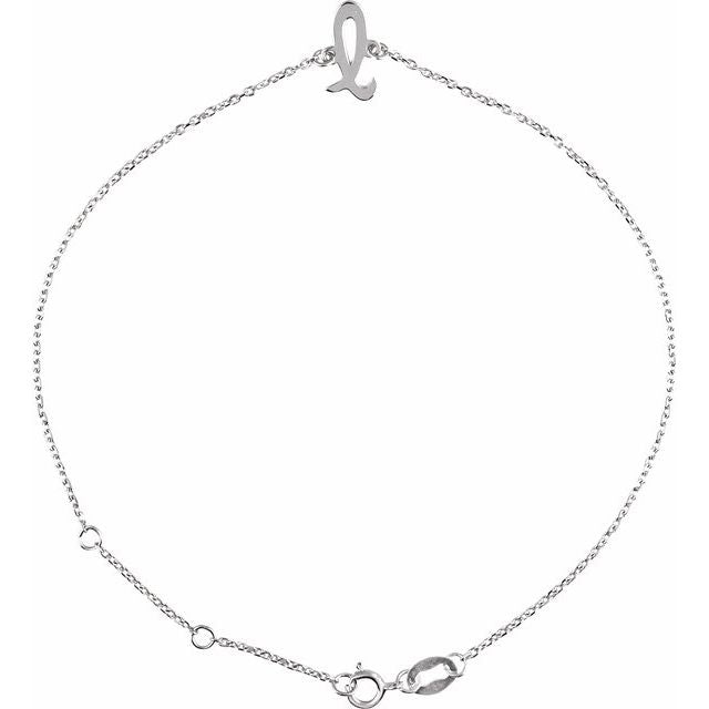 Sterling Silver Initial L 6 1/2-7 1/2" Bracelet