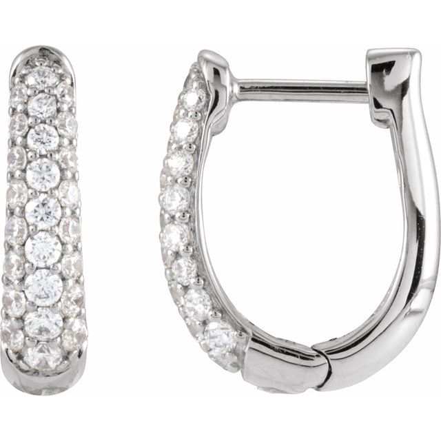 14K White Gold 1/2 CTW Natural Diamond Hoop Earrings - Stunning Elegance