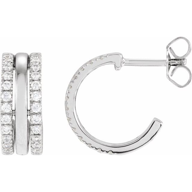 14K White 1/2 CTW Natural Diamond Earrings - Elegant Jewelry by Brand Name