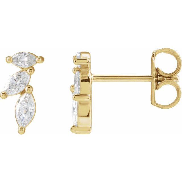14K Rose 1/6 CTW Natural Diamond Nature-Inspired Right Earring