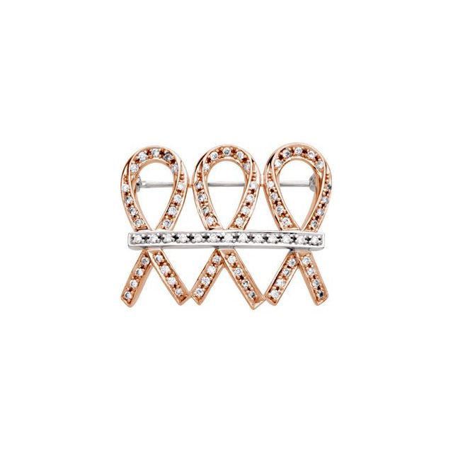 14K Rose/White 3/4 CTW Natural Diamond Me & My Two Friends Brooch