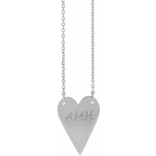 Sterling Silver Engravable Heart 18" Necklace