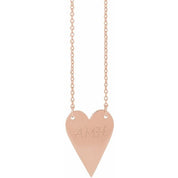 14K Rose Engravable Heart 18" Necklace