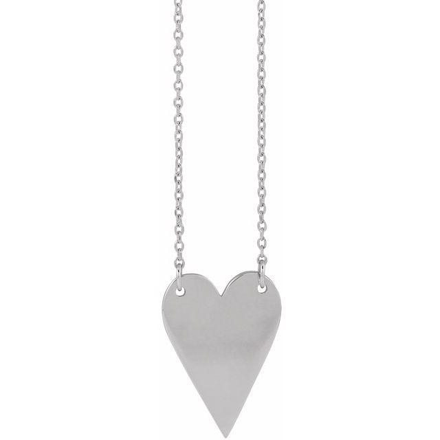 Sterling Silver Engravable Heart 18" Necklace