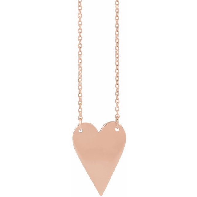 14K Rose Engravable Heart 18" Necklace