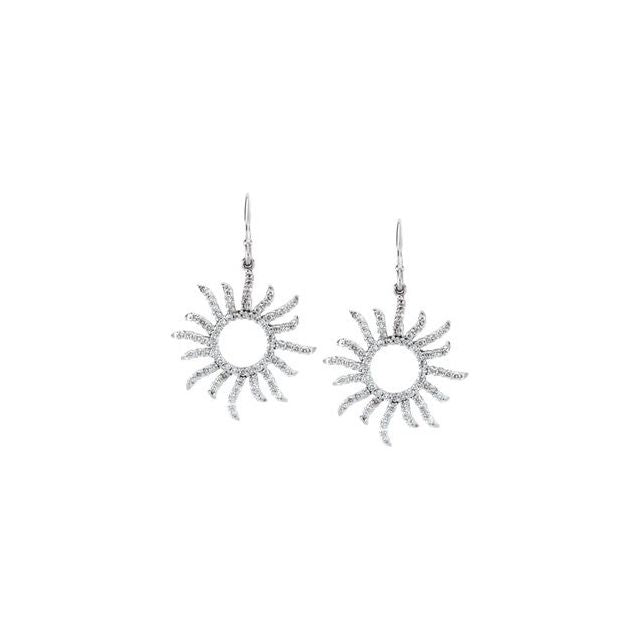 14K White 3/4 CTW Natural Diamond Sun Earrings