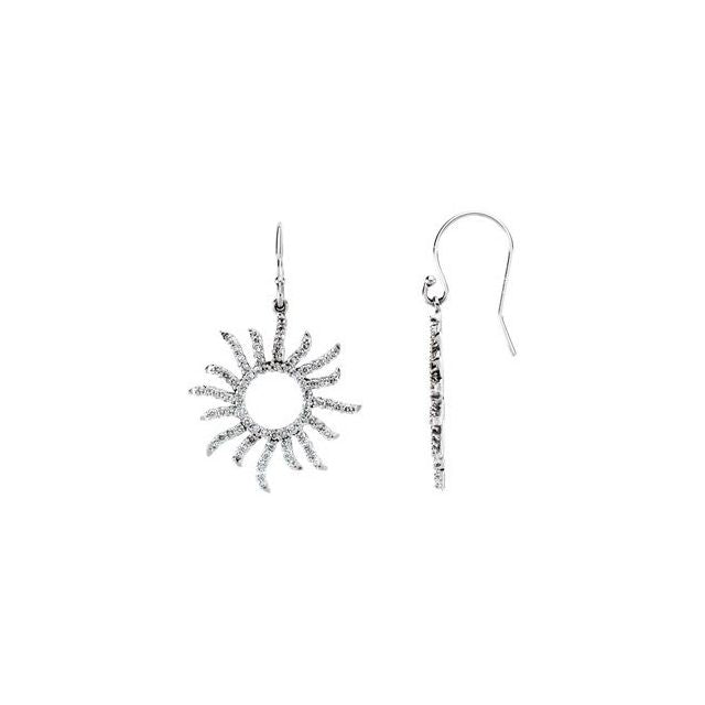14K White 3/4 CTW Natural Diamond Sun Earrings