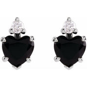 Sterling Silver Natural Black Onyx & .06 Natural Diamond Stud Earrings
