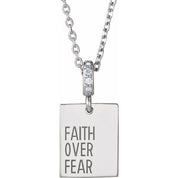 Platinum .02 CTW Natural Diamond Faith Over Fear 16-18" Necklace