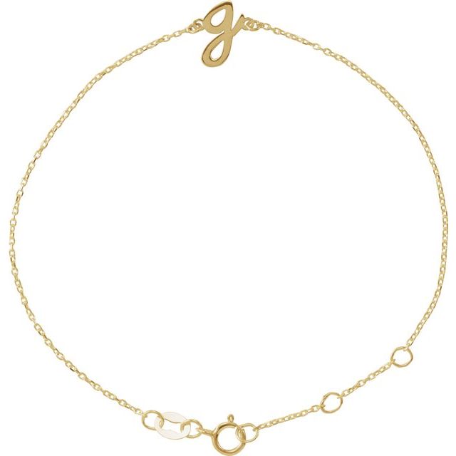 14K Yellow Initial G 6 1/2-7 1/2" Bracelet
