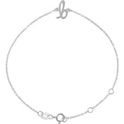 Sterling Silver Initial B 6 1/2-7 1/2" Bracelet