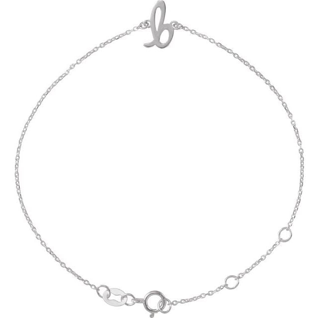 Sterling Silver Initial B 6 1/2-7 1/2" Bracelet