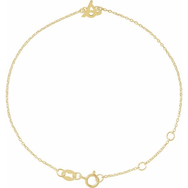 14K Yellow Initial S 6 1/2-7 1/2" Bracelet