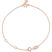 14K Rose Initial Y 6 1/2-7 1/2" Bracelet