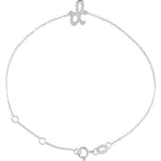 Sterling Silver Initial D 6 1/2-7 1/2" Bracelet