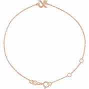14K Rose Initial X 6 1/2-7 1/2" Bracelet