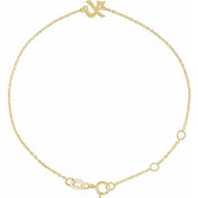 14K Yellow Initial X 6 1/2-7 1/2" Bracelet
