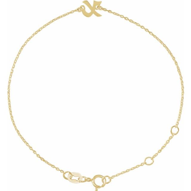 14K Yellow Initial X 6 1/2-7 1/2" Bracelet