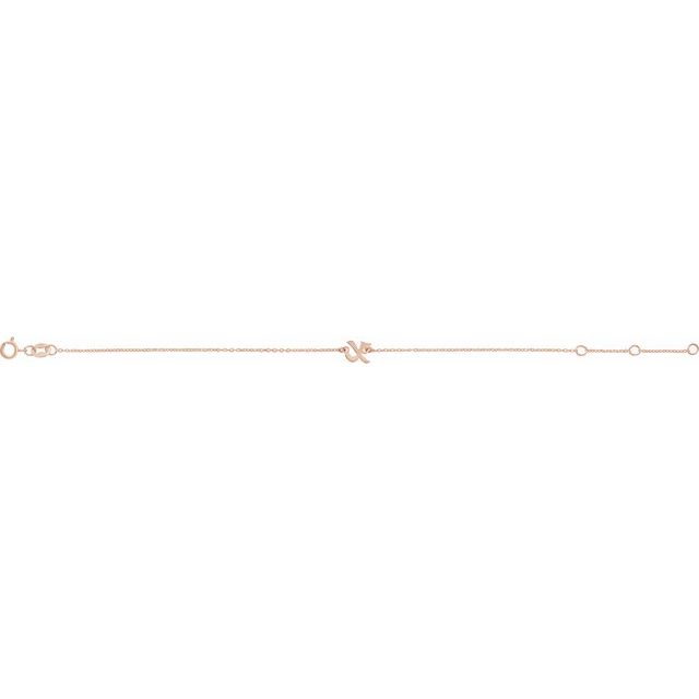 14K Rose Initial X 6 1/2-7 1/2" Bracelet