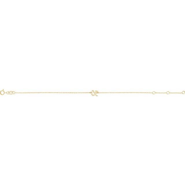 14K Yellow Initial X 6 1/2-7 1/2" Bracelet
