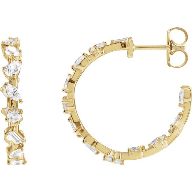 14K Yellow Gold 2 CTW Lab-Grown Diamond Hoop Earrings - LG600