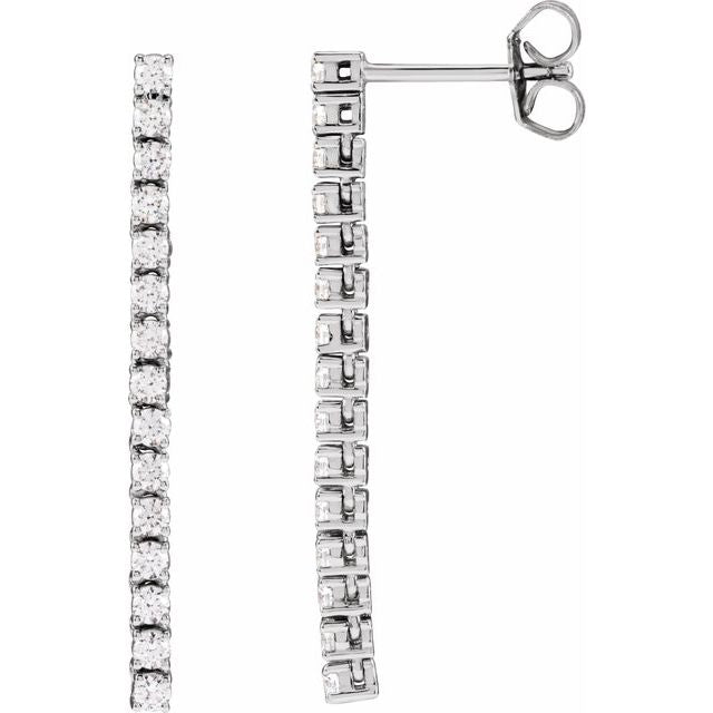 14K White 3/4 CTW Natural Diamond Earrings - Elegant Drop Design