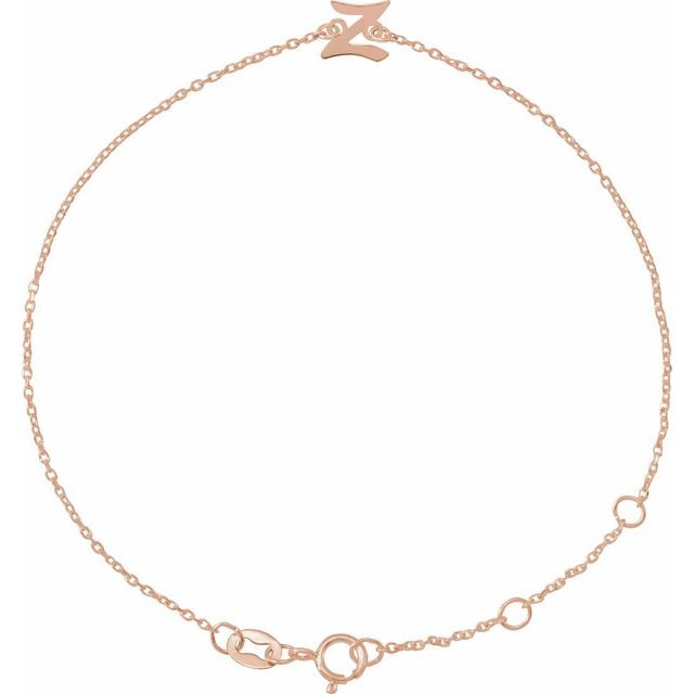 14K Rose Initial Z 6 1/2-7 1/2" Bracelet