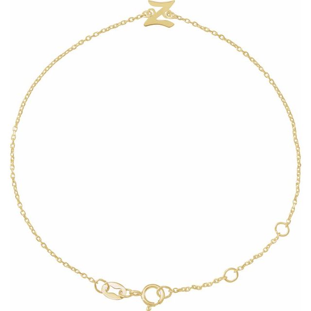 14K Yellow Initial Z 6 1/2-7 1/2" Bracelet