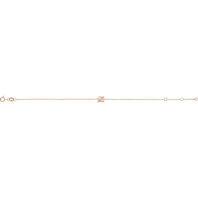 14K Rose Initial Z 6 1/2-7 1/2" Bracelet