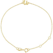 14K Yellow Initial U 6 1/2-7 1/2" Bracelet