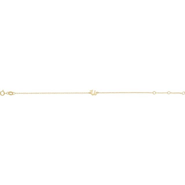 14K Yellow Initial U 6 1/2-7 1/2" Bracelet