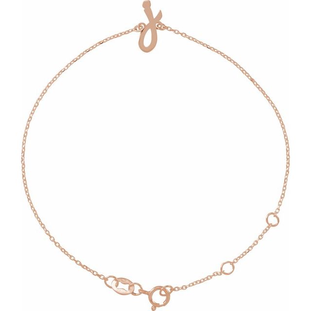 14K Rose Initial J 6 1/2-7 1/2" Bracelet