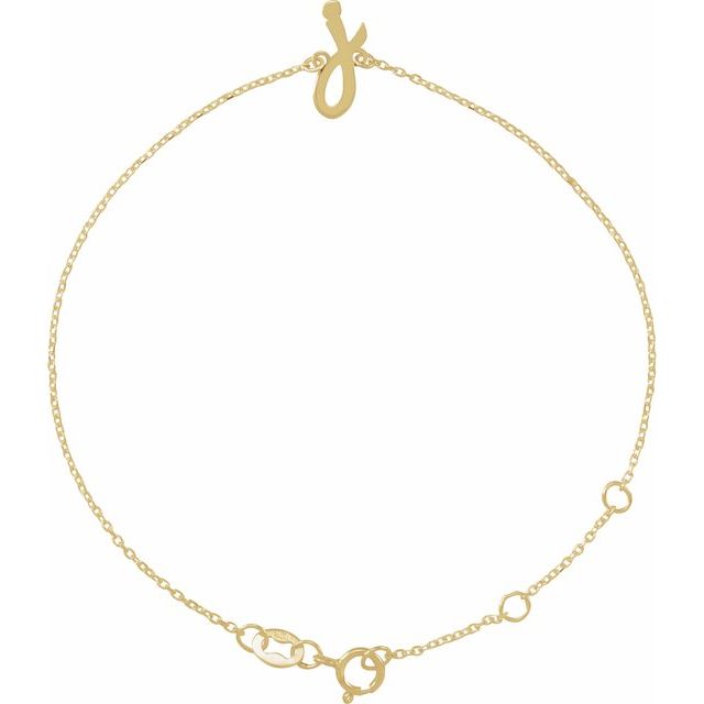 14K Yellow Initial J 6 1/2-7 1/2" Bracelet