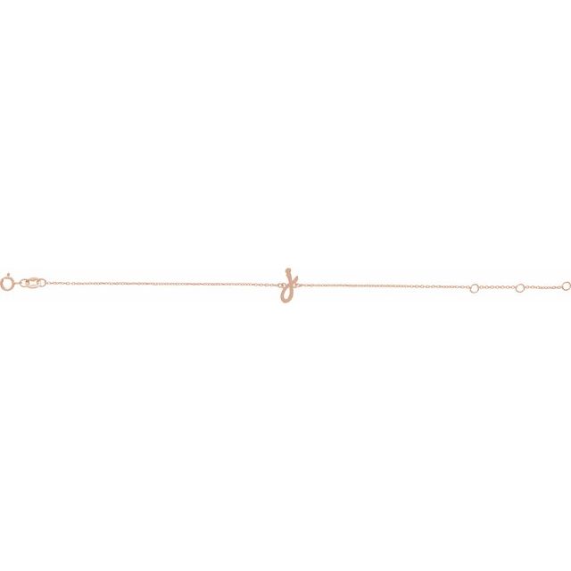 14K Rose Initial J 6 1/2-7 1/2" Bracelet