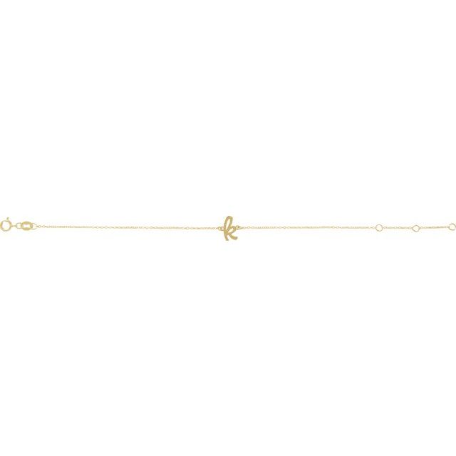 14K Yellow Initial K 6 1/2-7 1/2" Bracelet