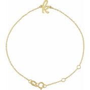 14K Yellow Initial K 6 1/2-7 1/2" Bracelet