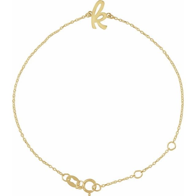 14K Yellow Initial K 6 1/2-7 1/2" Bracelet