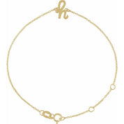 14K Yellow Initial H 6 1/2-7 1/2" Bracelet