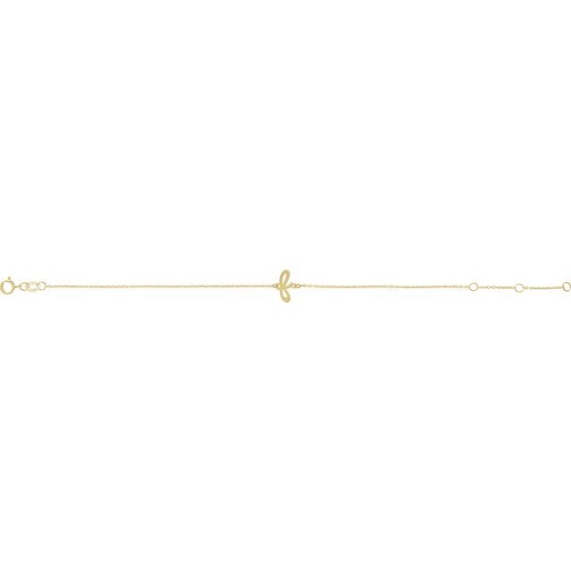 14K Yellow Initial F 6 1/2-7 1/2" Bracelet
