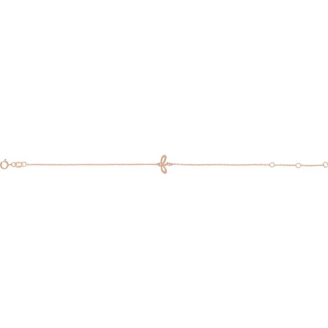 14K Rose Initial F 6 1/2-7 1/2" Bracelet