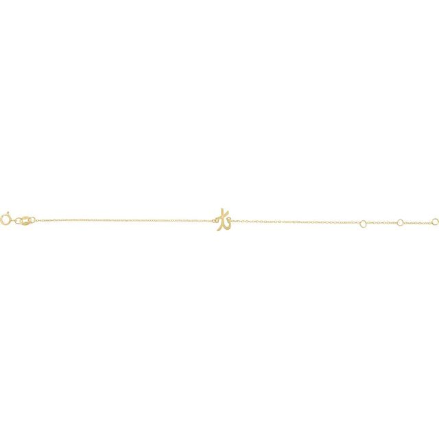 14K Yellow Initial T 6 1/2-7 1/2" Bracelet