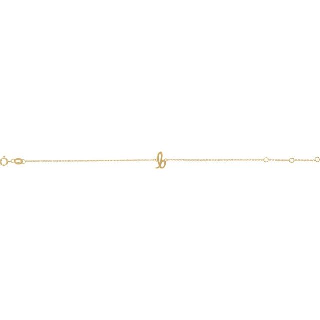 14K Yellow Initial B 6 1/2-7 1/2" Bracelet